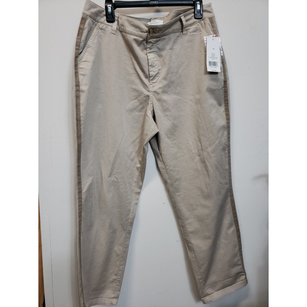 New Directions Women's Khaki Pants Beige Sz 14 Stretch Straight Leg 36x28